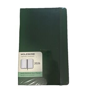 Moleskine Classic 12 Month 2026 Weekly Planner & Notebook Green Hard Cover Large